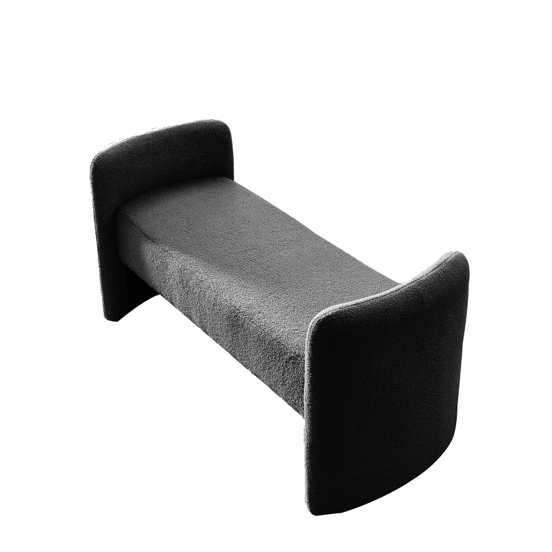 52" Bench for Bedroom End of Bed Modern Contemporary Design Ottoman Couch Long Bench Window Sitting Fireplace Bench, Teddy