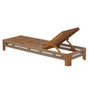 Acacia Wood Outdoor Chaise Lounge with Adjustable Backrest
