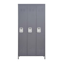 3 Door Lockers With Lock For Home, Gym, Office, School, And Garage - Gray by HouseOfZazla