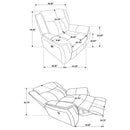 Lawrence Upholstered Padded Arm Glider Recliner Charcoal