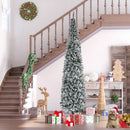 HOMCOM 9' Tall Unlit Snow-Flocked Slim Artificial Christmas Tree