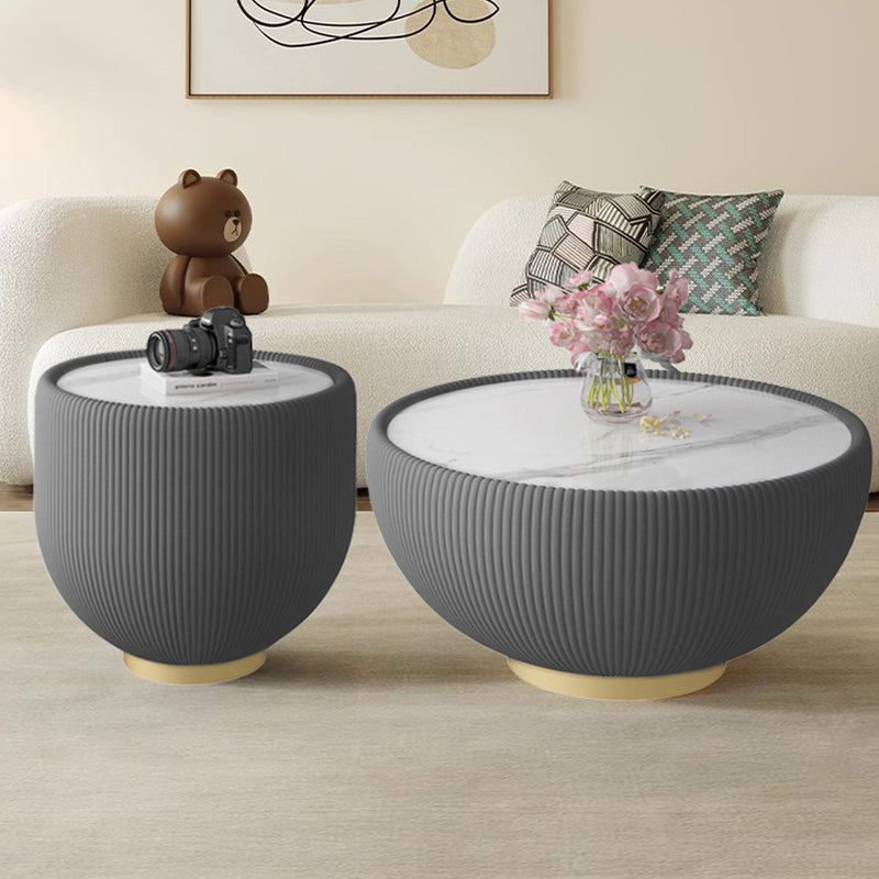 Modern Round Sintered Stone Pattern Tabletop Side Table, photo 6 of 6