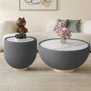 Modern Round Sintered Stone Pattern Tabletop Side Table