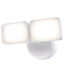 Outdoor LED Dual Head Wall Spot Light 2 Light Dusk to Dawn, White Finish 6"H by LampsUSA