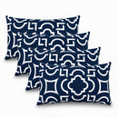 4 Pack Outdoor Lumbar Pillow with Inserts – Blue Trellis