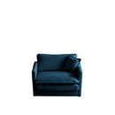 Comfy Deep Single Seat Sofa Upholstered Reading Armchair in Blue Chenille Fabric by HouseOfZazla