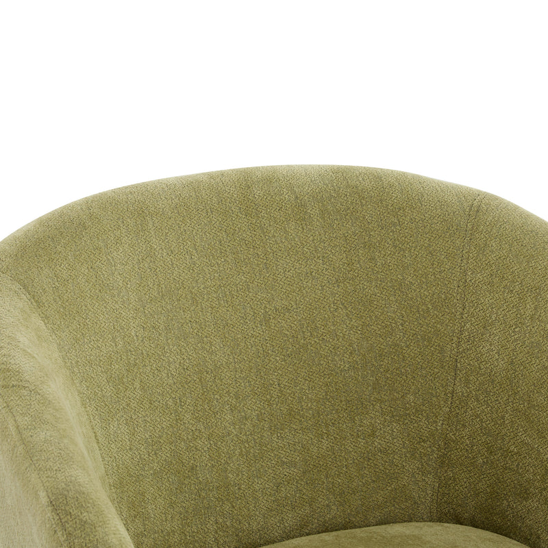 Modern Accent Chair with Round Back & Wooden Legs - Mid-Century Inspired Lounge Chair for Living Room, Bedroom, or Office - Soft Fabric Upholstery
