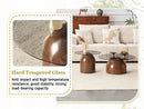 Nesting Coffee Table Set of 2 with Glass Desktop in Walnut by HouseOfZazla