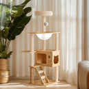 Multi-Level Wood Cat Tree Tower with Hammock & Scratching Posts