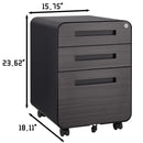 3 Drawer Mobile File Cabinet Under Desk Office,Simple Style Versatile Storage Cabinet for Legal/Letter/A4 Files, 5 Wheel Design Anti-Tilting Cold Rolled Steel Waterproof Moisture-Proof Black
