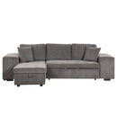 Modern L-Shape 3 Seat Reversible Sectional Couch, Pull Out Sleeper Sofa With Storage Chaise And 2 Stools For Living Room Furniture Set by Unique Piece Furniture
