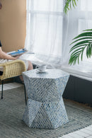 19x19x20" Tapered Blue Garden Capiz Stool, Accent Side Table