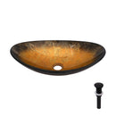 Veined Vessel Sink With Pop Up Drain, Boat Shape Bathroom Sink Above Counter - Gold by HouseOfZazla