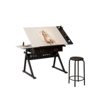 Adjustable Drawing Drafting Table Desk with 2 Drawers