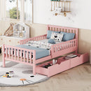 Platform Bed With Guardrails On Both Sides And 2 Storage Drawers by HouseOfZazla