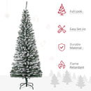 HOMCOM 6' Tall Unlit Snow-Flocked Slim Artificial Christmas Tree