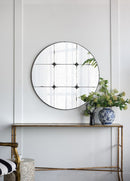 Traditional Decor Style Round Antique Glass Wall Mirror, Wall Decor For For Bathroom Entryway Console Lean Against Wall - Black by HouseOfZazla