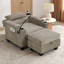 Single Sofa Recliner with Manually Adjustable Backrest - Brown