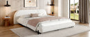 Queen Size Upholstered Bed Frame with Boucle Fabric and Steel Legs by HouseOfZazla