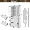 Freestanding Tall Bathroom Cabinet With Adjustable Shelves, Drawers, Soft Close Glass Doors by Unique Piece Furniture