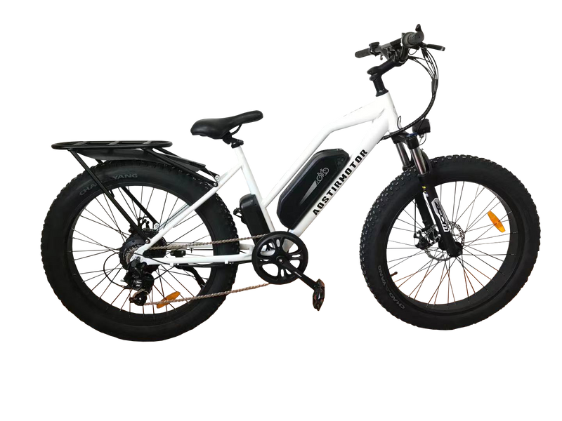 26" 750W Camouflage Electric Bike Fat Tire P7 48V 13AH Removable Lithium Battery for Adults with Detachable Rear Rack Fender (White)S07-G