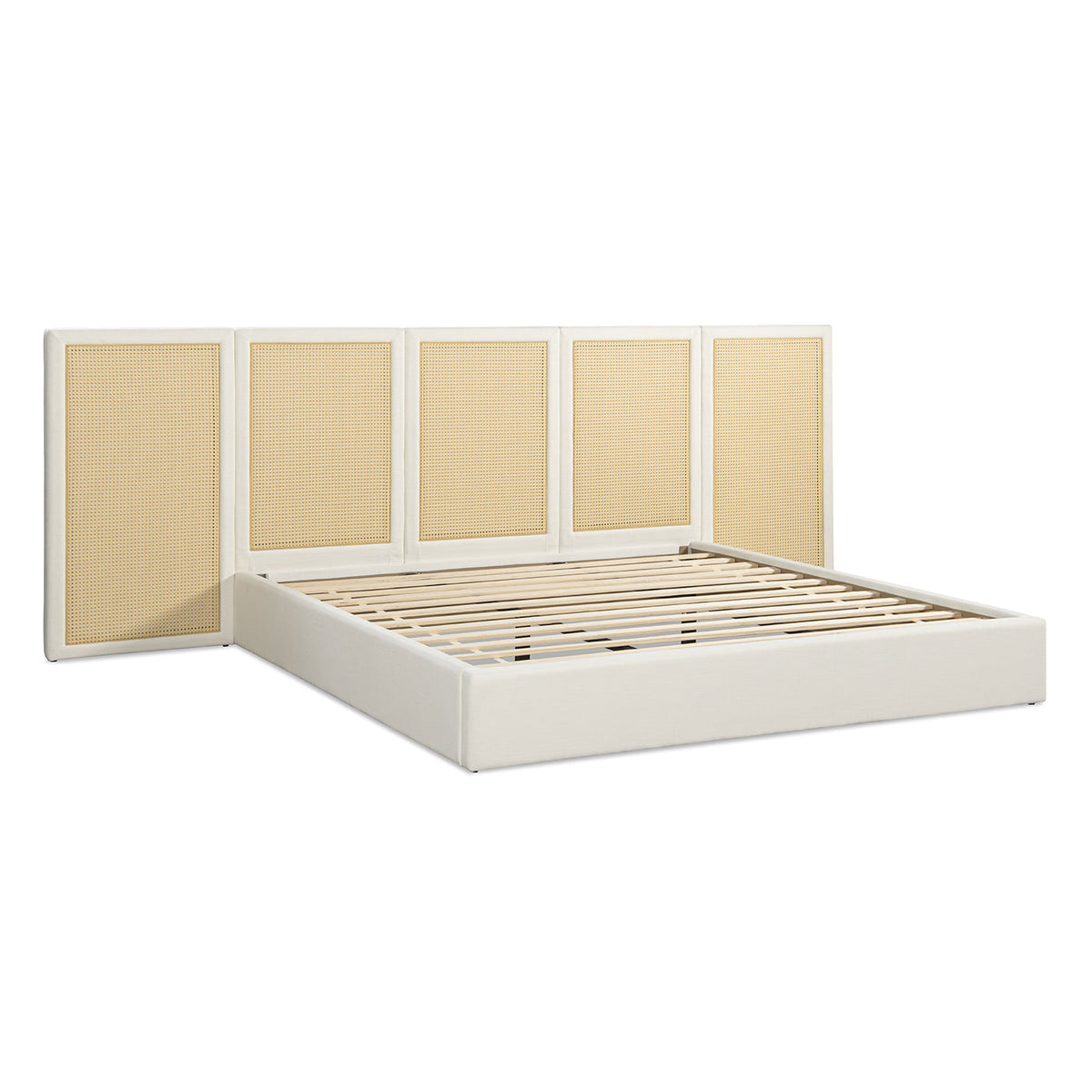 Capri Extended Headboard Cane Platform Bed, Antique, photo 6 of 10