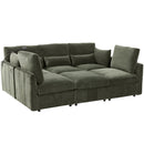 Modern Modular U-Shaped Sofa Bed With Movable Ottoman, USB Ports, Phone Holder by HouseOfZazla
