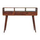 Solid Wood Triple Curved Chestnut Console Table