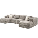 Modular Sectional Sofa, Boneless Couch With 2 Movable Ottomans by HouseOfZazla