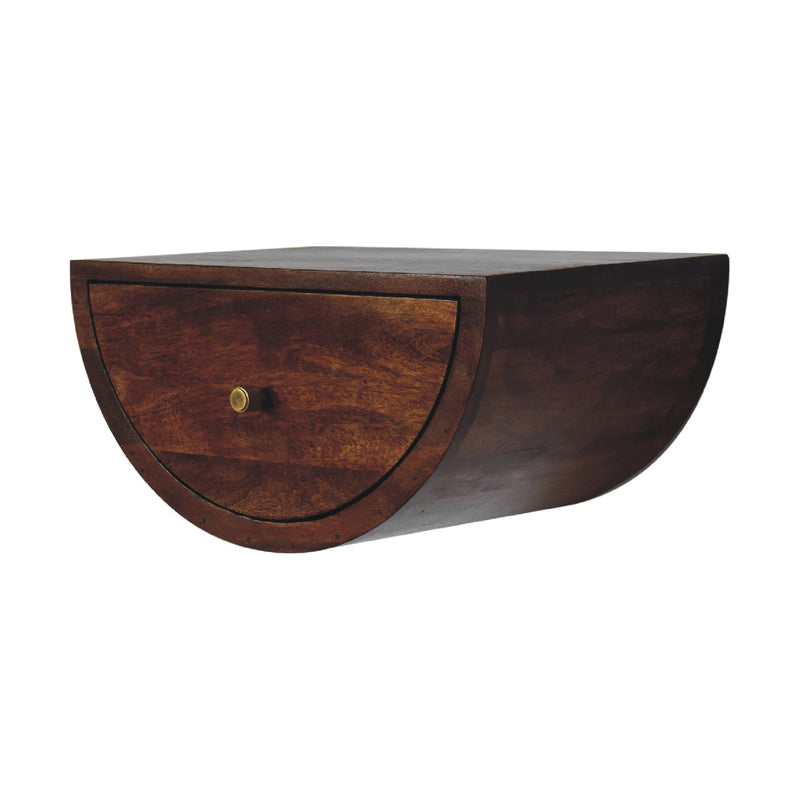 Solid Wood Chestnut Crescent Floating Nightstand, photo 4 of 10