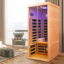 Luxury Indoor Low EMF Far Infrared Sauna Room with Hemlock Wood and Glass Double Doors