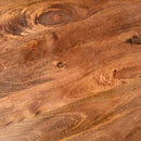 32 Inch Round Coffee Table, Mango Wood Top, Lattice Cut Out Metal Frame, Brown, Black