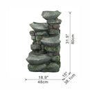 19x15x31.5" Indoor Outdoor Stone Water Fountain, 4-Tier Polyresin Cascading Rock Bowl Freestanding Fountain with LED Ligh