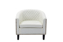 accent Barrel chair living room chair with nailheads and solid wood legs white pu leather
