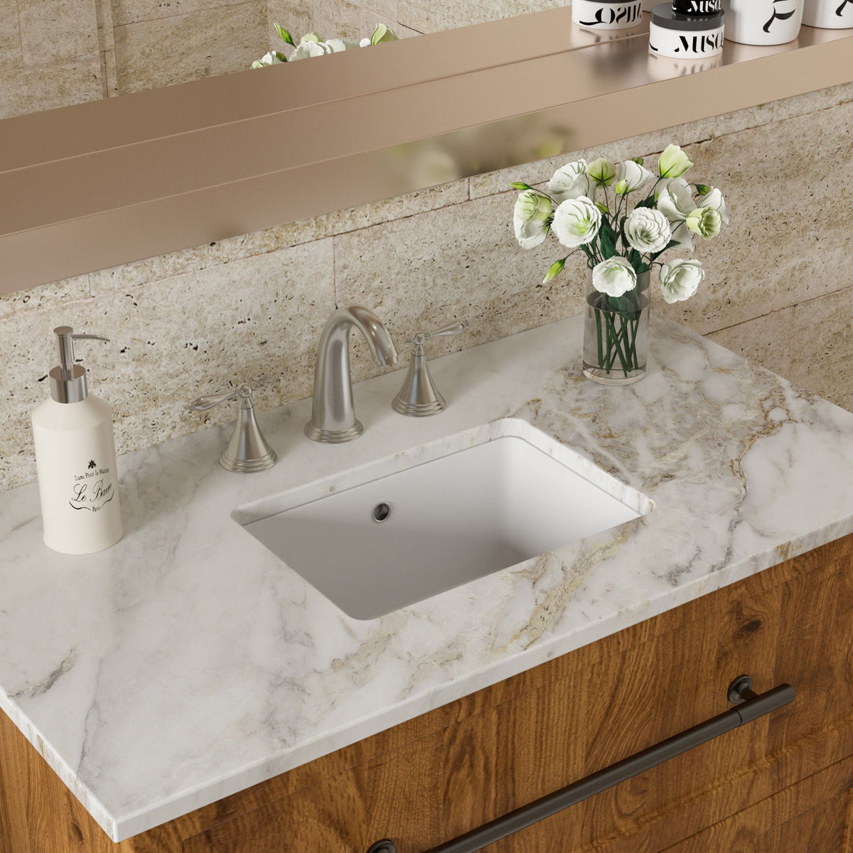 Modern Rectangular Undermount Bathroom Sink With Overflow Ceramic, photo 10 of 20