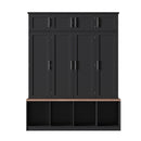 Farmhouse Hall Tree with 4 Hidden Hanging Hooks and Storage Bench by HouseOfZazla