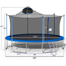 16Ft Trampoline For Adults & Kids With Basketball Hoop, Double-Sided Cover, Outdoor Trampolines With Ladder And Safety Enclosure Net For Kids And Adults - Blue by HouseOfZazla