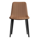 Brown PU Leather Dining Chair with Metal Legs - Set of 4