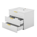 Wall Mounted Floating Cabinet With Side Cabinet Combo, Rectangular Ceramic Sink Vanity by Unique Piece Furniture