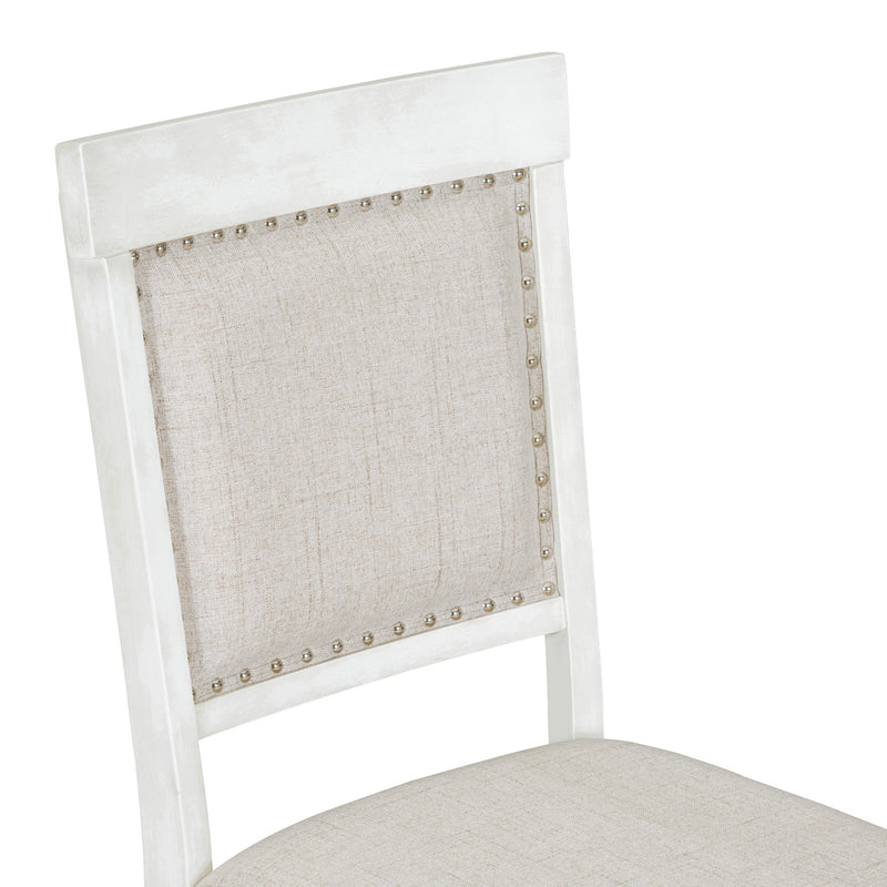 5-Piece Retro Dining Set, Rectangular Wooden Dining Table and 4 Upholstered Chairs for Dining Room and Kitchen (Brown+White)