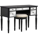 43" Dressing Table Set with Mirrored Drawers and Stool, Tri-fold Mirror, Makeup Vanity Set for Bedroom, Black