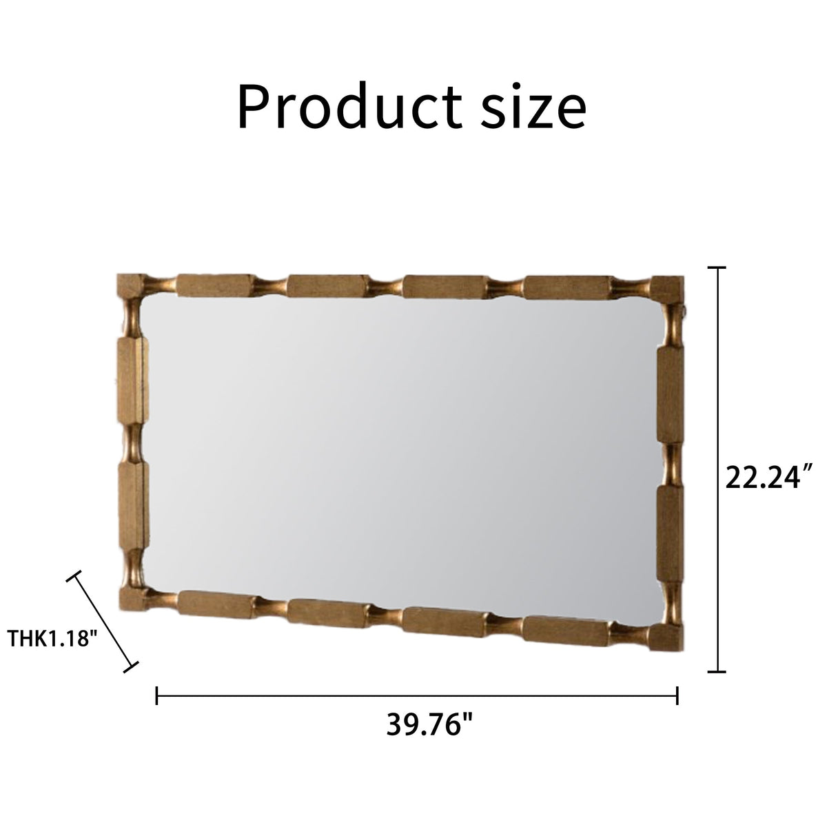 Gold Bamboo-Style Rectangular Wall Mirror, photo 10 of 10