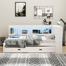 Daybed With Storage Shelves, LED, USB, And Trundle