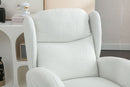 Teddy Fabric Rocking Chair With Packet Wood Legs - Ivory by HouseOfZazla