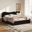 King Size Upholstered Platform Bed with Wooden Slats by HouseOfZazla