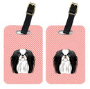 Checkerboard Pink Japanese Chin Luggage Tag