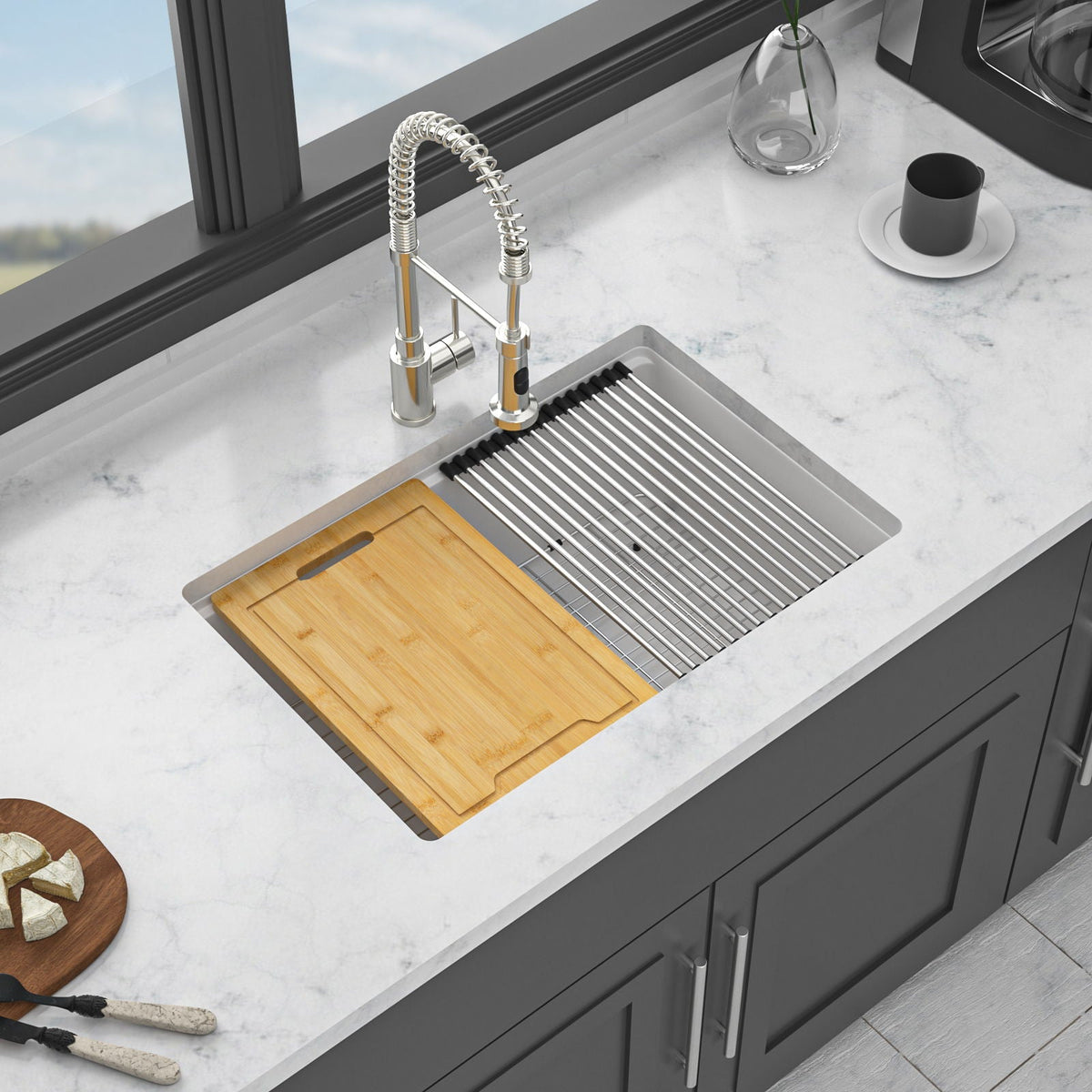 Quartz Kitchen Sink, Composite Workstation, Undermount, photo 11 of 16