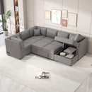 U-Shaped Sectional Sofa Pull Out Sofa Bed With Two USB Ports, Two Power Sockets, Three Back Pillows And A Storage Chaise For Living Room by Unique Piece Furniture