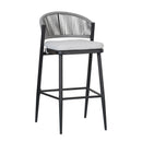 Outdoor Bar Height Metal Frame Counter Stools with Scallop-Shaped Backrest & Water-Resistant Cushions by HouseOfZazla