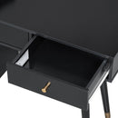 Modern Makeup Vanity Desk With Drawers Cabinet & Charging Port Engineered Wood Space Saving Design For Small Places - Black by HouseOfZazla